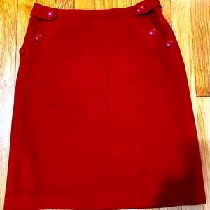 J Crew winter wool skirt, Red. Great button detaling. Size 2